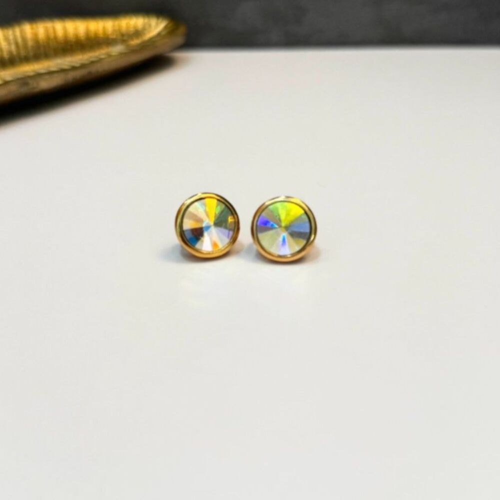 Vintage Avon Rivoli Aurora Borealis Clip on Earrings
